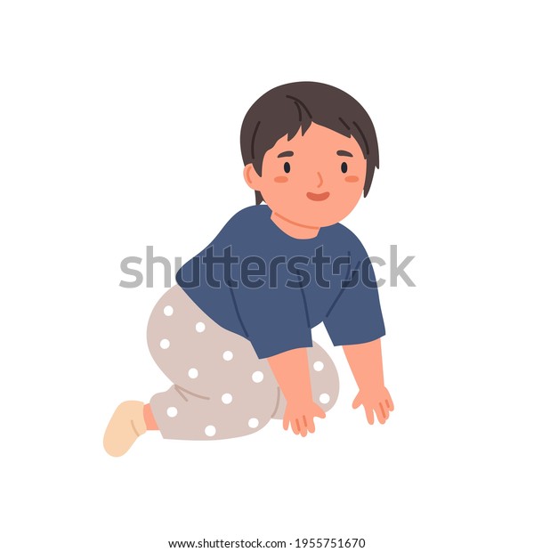 Joyeux Bebe Rampant Petit Enfant Se Image Vectorielle De Stock Libre De Droits