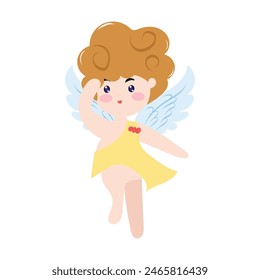happy baby cupid angel design character