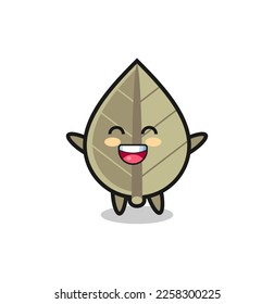 happy baby dried leaf cartoon character , cute style design for t shirt, sticker, logo element