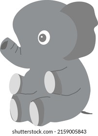 Happy Baby Elephant Sitting And Playing Isolated Cartoon Vector