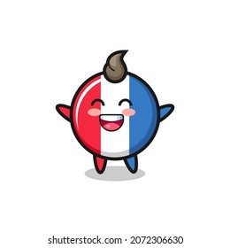 happy baby france flag badge cartoon character , cute style design for t shirt, sticker, logo element