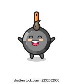 happy baby frying pan cartoon character , cute style design for t shirt, sticker, logo element