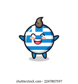 happy baby greece flag cartoon character , cute style design for t shirt, sticker, logo element
