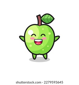 happy baby green apple cartoon character , cute style design for t shirt, sticker, logo element