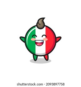 Happy Baby Italy Flag Cartoon Character , Cute Style Design For T Shirt, Sticker, Logo Element