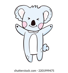 Happy Baby Koala Standing Icon Cartoon Illustration Drawing Vector