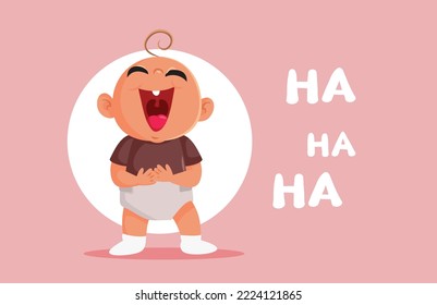 
Happy Baby Laughing Out Loud Vector Cartoon illustration. Small child having a sense of humor expressing joy 
