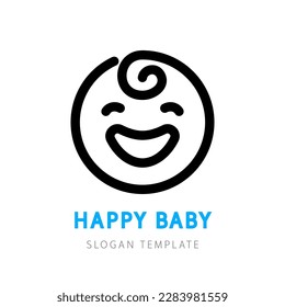 Happy Baby Logo Template. Usable for web, infographics and apps for kindergarten and family logos. Isolated on white background. Flat vector logo design template element.