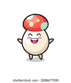 happy baby mushroom cartoon character , cute style design for t shirt, sticker, logo element
