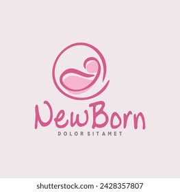 Happy Baby Newborn Toddler Babies Logo Design Vector	