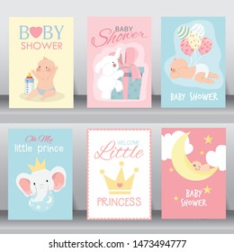 Happy Baby shower invitation card. vector illustration.