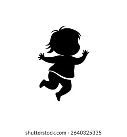 Happy baby silhouette icon vector flat design.