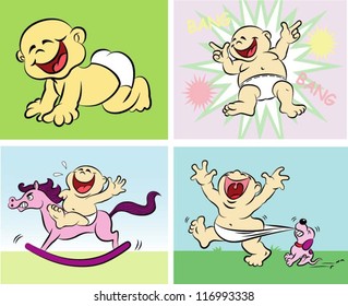 Happy baby stories 1. Cute babies cartoon illustration.