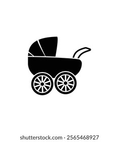 Happy baby in a stroller outside vector set of elements for logo design