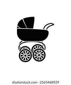 Happy baby in a stroller outside vector set of elements for logo design