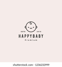 happy baby toddler babies logo vector hipster retro vintage label illustration