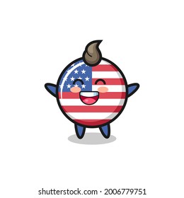 happy baby united states flag badge cartoon character , cute style design for t shirt, sticker, logo element