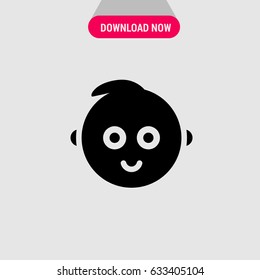 Happy Baby Vector Icon, Face of smiling baby symbol. Simple, modern flat vector illustration for mobile app, website or desktop app 