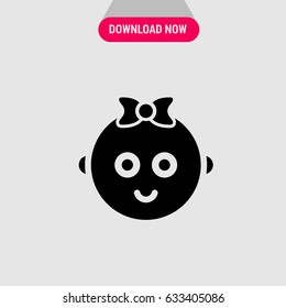 Happy Baby Vector Icon, The symbol of baby's smiling face. Simple, modern flat vector illustration for mobile app, website or desktop app 