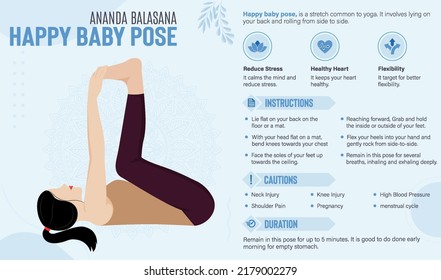 Happy Baby Yoga Pose Guide And Benefits-vector Illustration