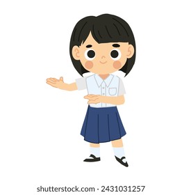 Happy Back to School-Zeichentrickfigur. Thai Studentin Cartoon Figur