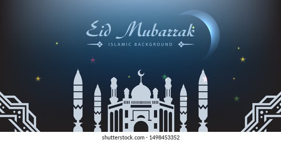 Happy background of dark blue Islamic New Year