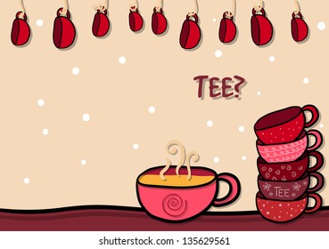 Happy background with  funny cups
