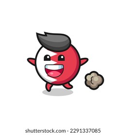 the happy bahrain flag badge cartoon with running pose , cute style design for t shirt, sticker, logo element