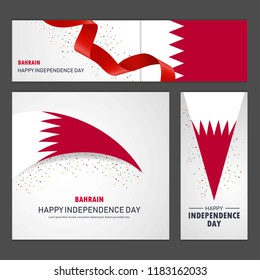 Happy Bahrain independence day Banner and Background Set