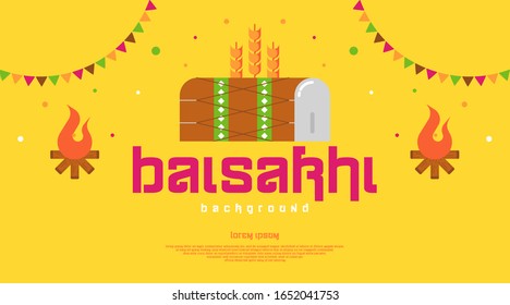 Happy baisakhi background illustration vector. Indian festival celebration element and wishing