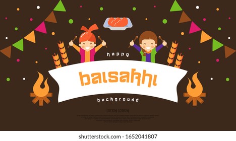 Feliz baisakhi, vector de ilustración de fondo. Elemento de celebración y deseo del festival indio