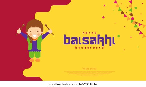 Happy baisakhi background illustration vector. Indian festival celebration element and wishing