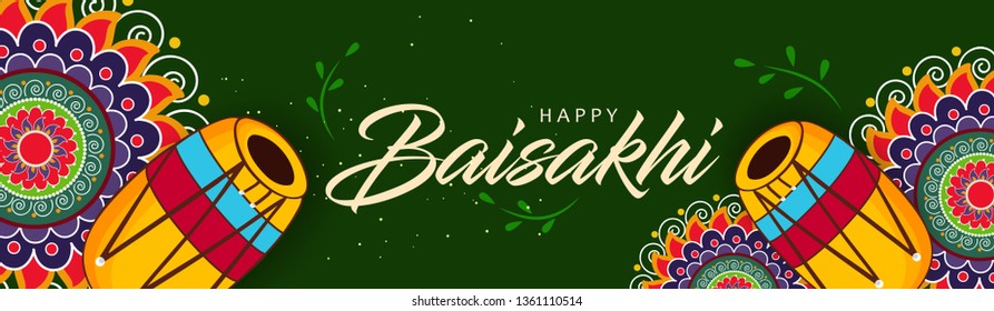 Happy Baisakhi Banner Design, Vector Illustration.