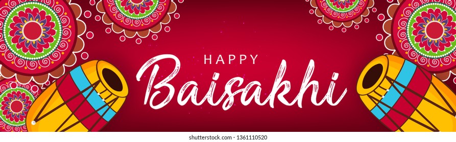 Happy Baisakhi Banner Design, Vector Illustration.