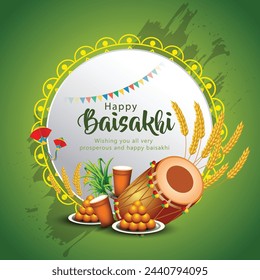 Happy Baisakhi festival of Punjab India background. Vaisakhi elements background. abstract vector illustration banner design	