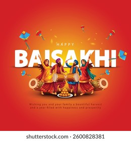 Happy Baisakhi festival of Punjab India background. abstract vector illustration banner design	