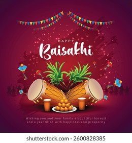 Happy Baisakhi festival of Punjab India background. abstract vector illustration banner design	
