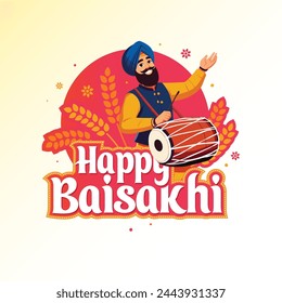 Happy Baisakhi Festival Typographic Background Design Template Vector Illustration