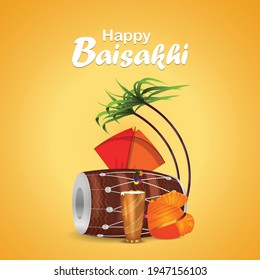 Happy baisakhi flat design background