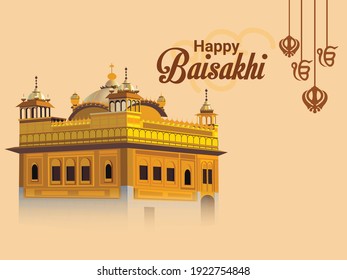 Happy Baisakhi greeting card with drum and food