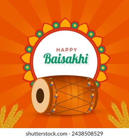 Happy baisakhi indian festival celebration greeting card