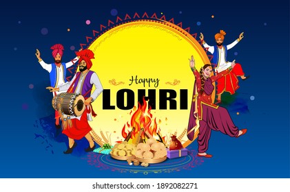 Happy Baisakhi. Vaisakhi. Lohri. Festival celebration Vector illustration