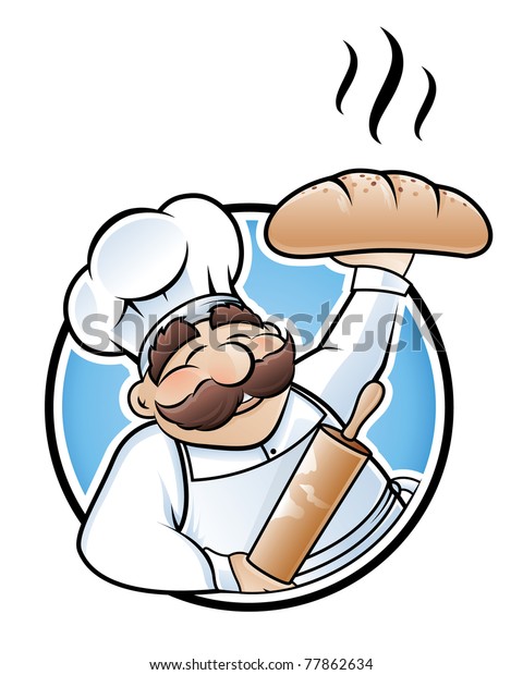 Dessin Humoristique De Joyeux Boulanger Presentant Image Vectorielle De Stock Libre De Droits