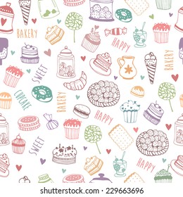 Happy Bakery design colorful seamless background