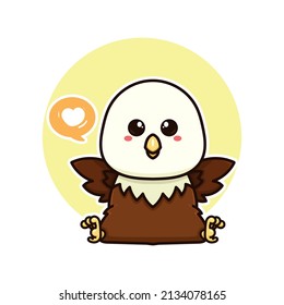 alegre ave águila calva adorable caricatura doodle vectorial ilustración de diseño plano