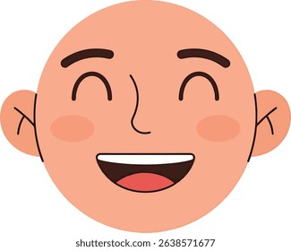 Happy Bald Man Cartoon Face Illustration Joyful Expression