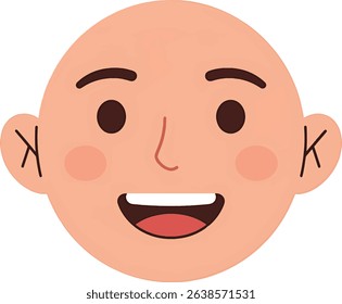 Happy Bald Man Face Cartoon Illustration