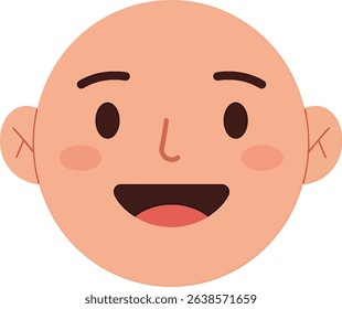 Happy Bald Man Face Cartoon Illustration