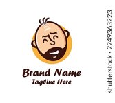 Happy Bald man mascot logo . Logo is suitable for any kind of business
