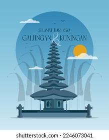 Happy balinese galungan and kuningan holiday greetings card